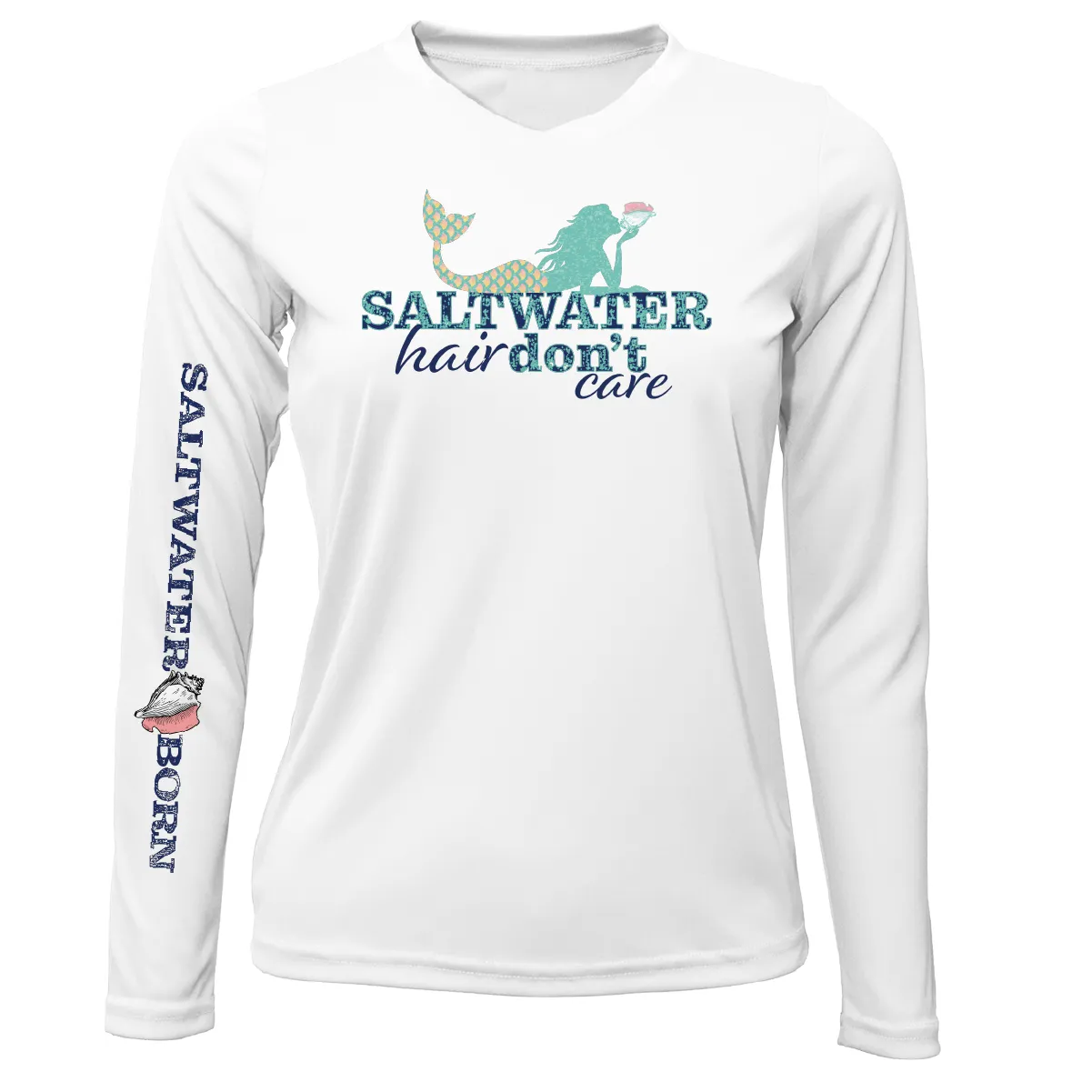Siesta Key "Saltwater Hair...Don't Care" Long Sleeve UPF 50  Dry-Fit Shirt
