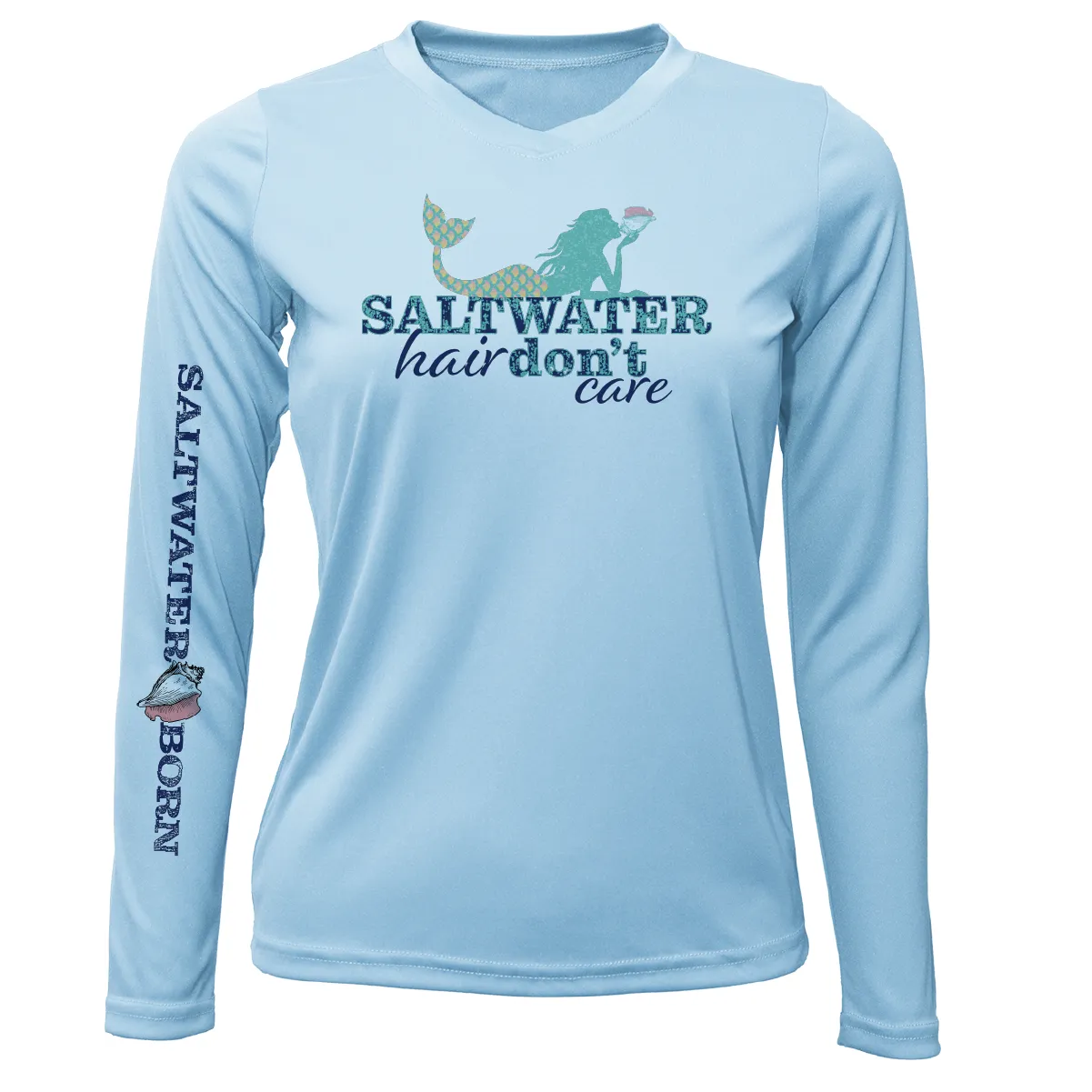 Siesta Key "Saltwater Hair...Don't Care" Long Sleeve UPF 50  Dry-Fit Shirt