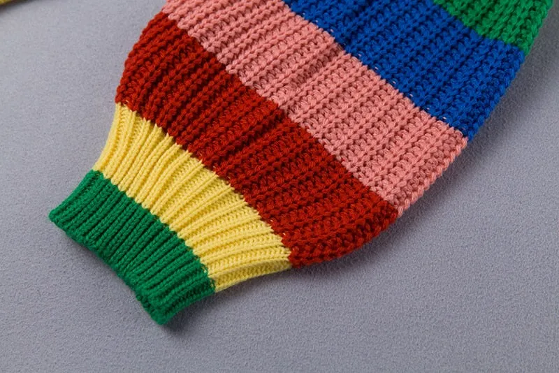 Simenual Rainbow turtleneck sweaters women winter 2018 jumpers knitted clothes fashion striped oversized pullover female sale