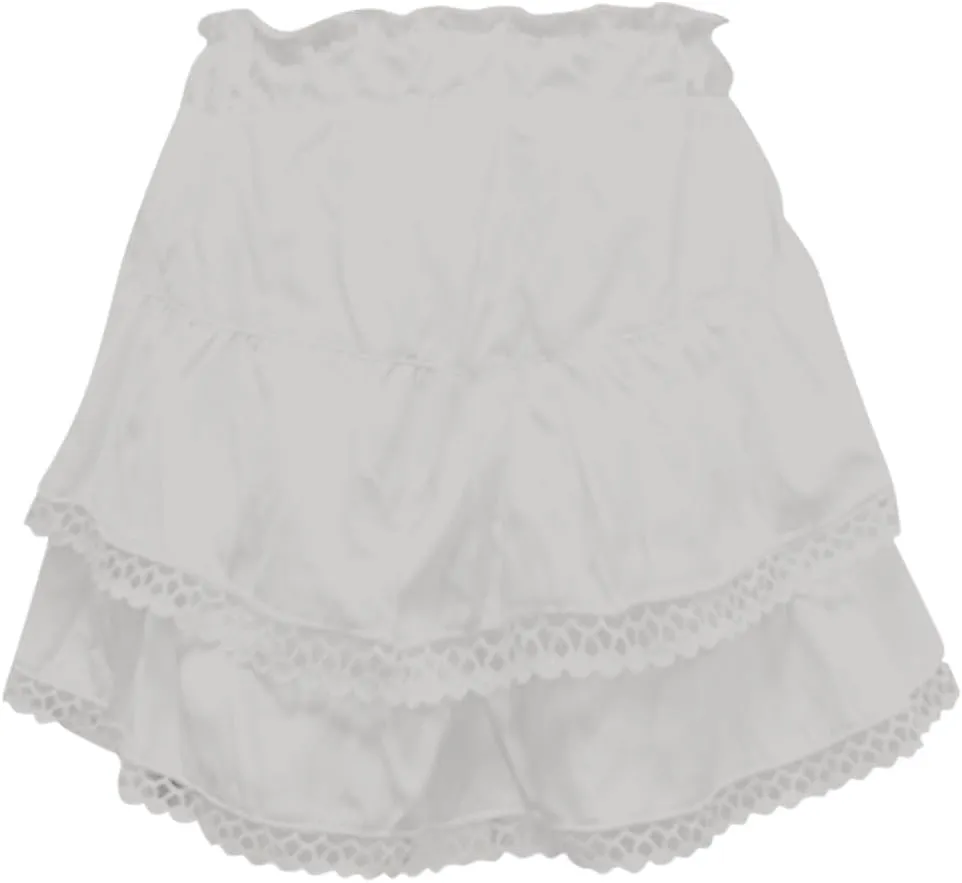 Skirts for Women Lace Pleated Ruffles Asymmetrical Flowy Skirt Elastic Waist Summer Beach Casual Mini Skirt