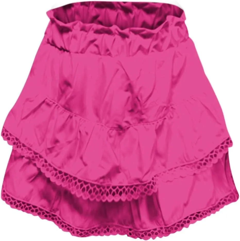 Skirts for Women Lace Pleated Ruffles Asymmetrical Flowy Skirt Elastic Waist Summer Beach Casual Mini Skirt