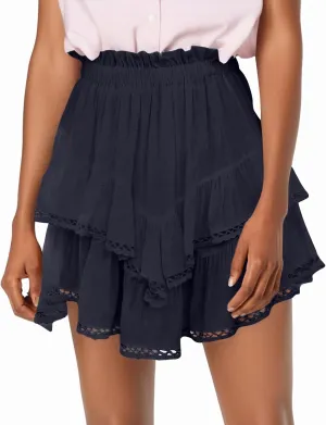 Skorts for Woman 2025 Vacation Stretchy High Waisted Ruffle Layered Skirt Flowy Tennis Golf Cute Crochet Mini Skirts