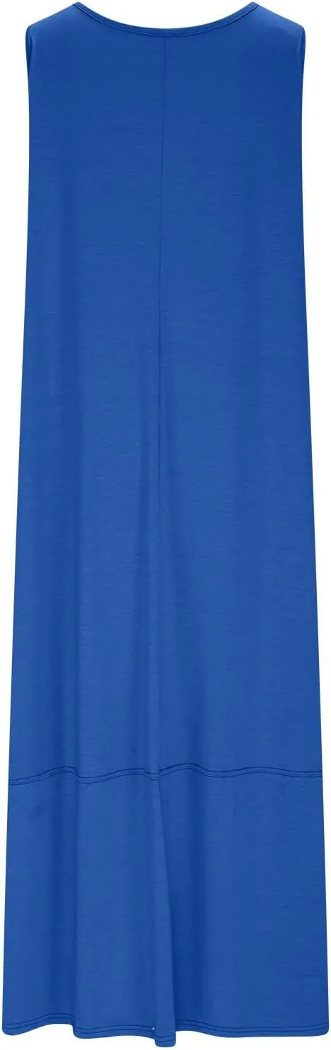 Sleeveless Maxi Dress for Women with Pockets Casual Beach Dress Relaxed Fit Summer