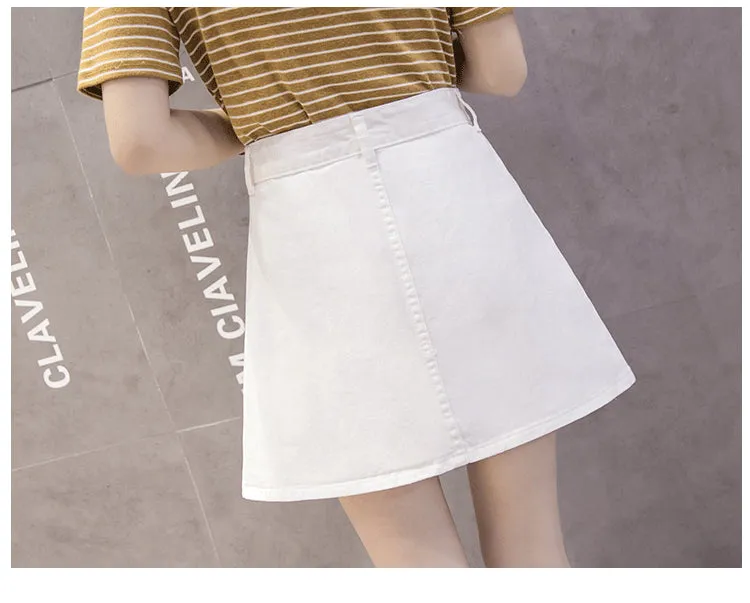 Slim Look Summer A-Line Denim Short Women Korean Skirt Single-Breasted High Waist Pants Skirt