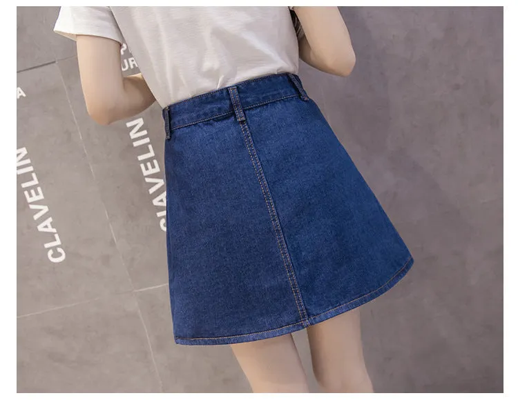 Slim Look Summer A-Line Denim Short Women Korean Skirt Single-Breasted High Waist Pants Skirt