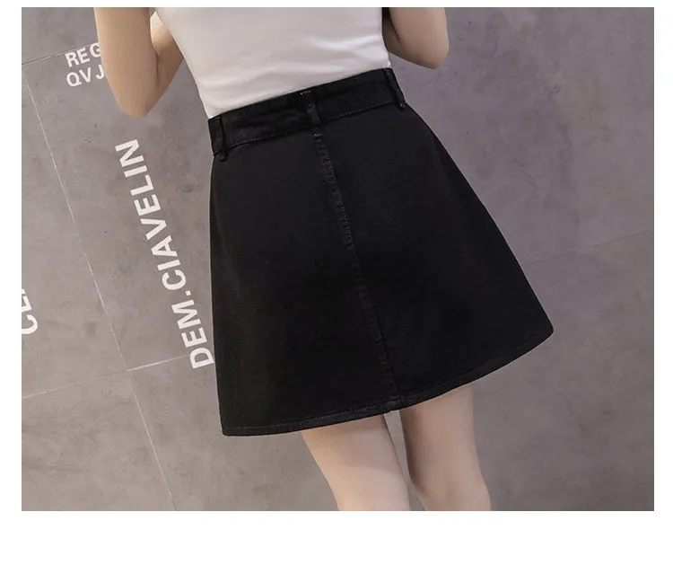 Slim Look Summer A-Line Denim Short Women Korean Skirt Single-Breasted High Waist Pants Skirt