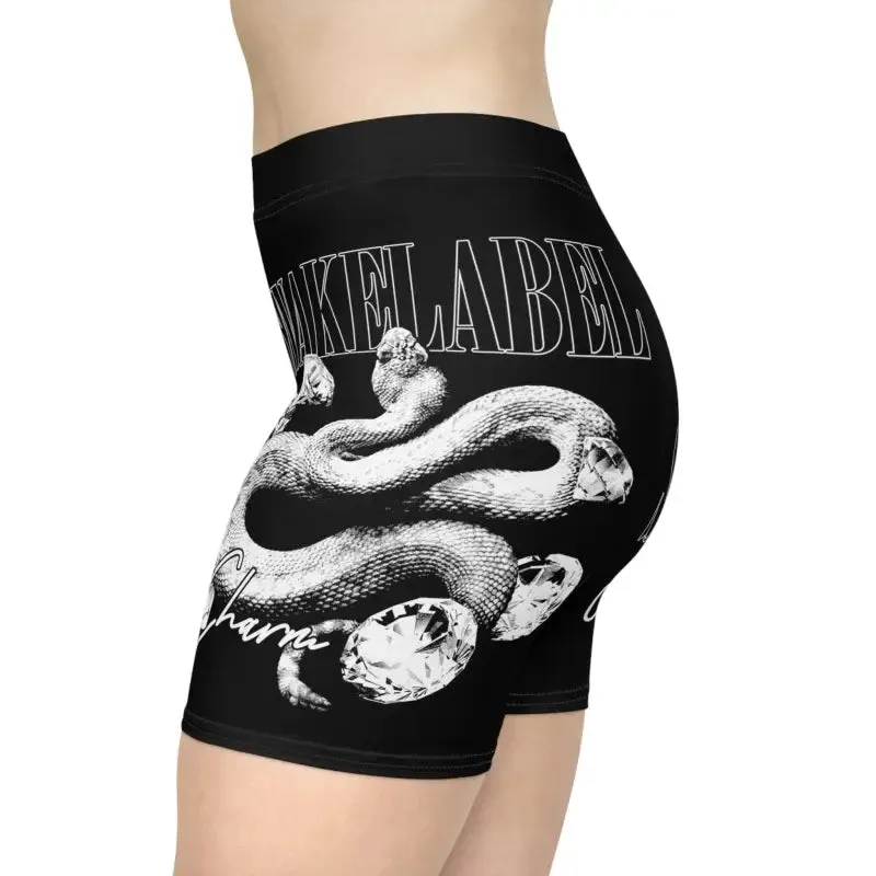 Snake Women's Biker Shorts with 1.5" Waistband & Moisture-Wicking Fabric