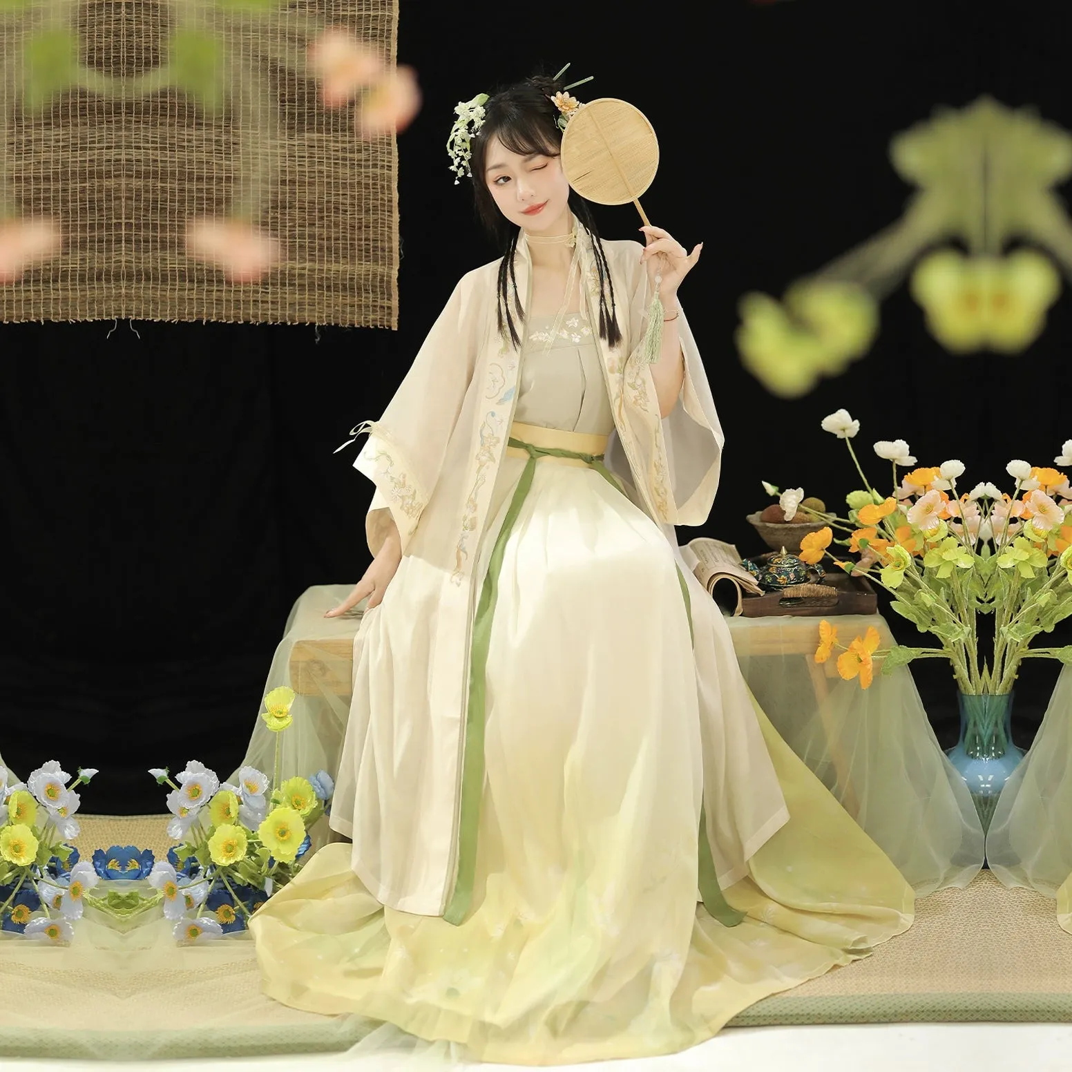 Song dynasty | Traditional Green&Blue Chinese Hanfu daily Spring and Summer new style