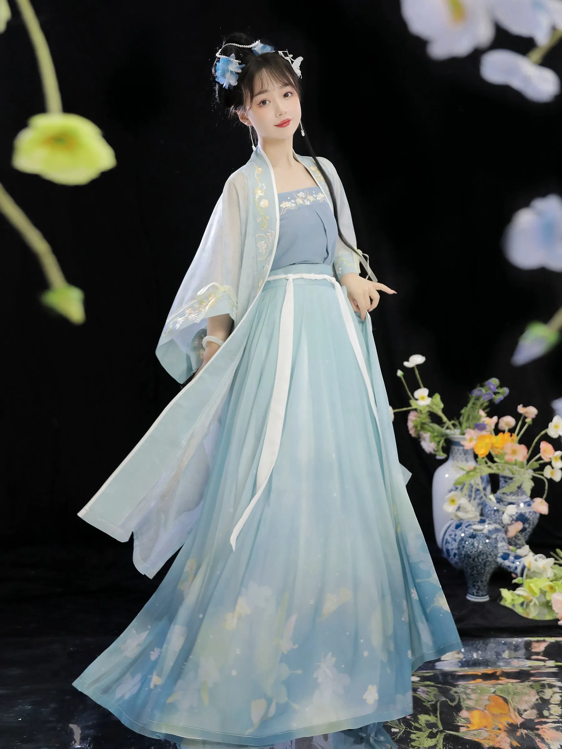 Song dynasty | Traditional Green&Blue Chinese Hanfu daily Spring and Summer new style