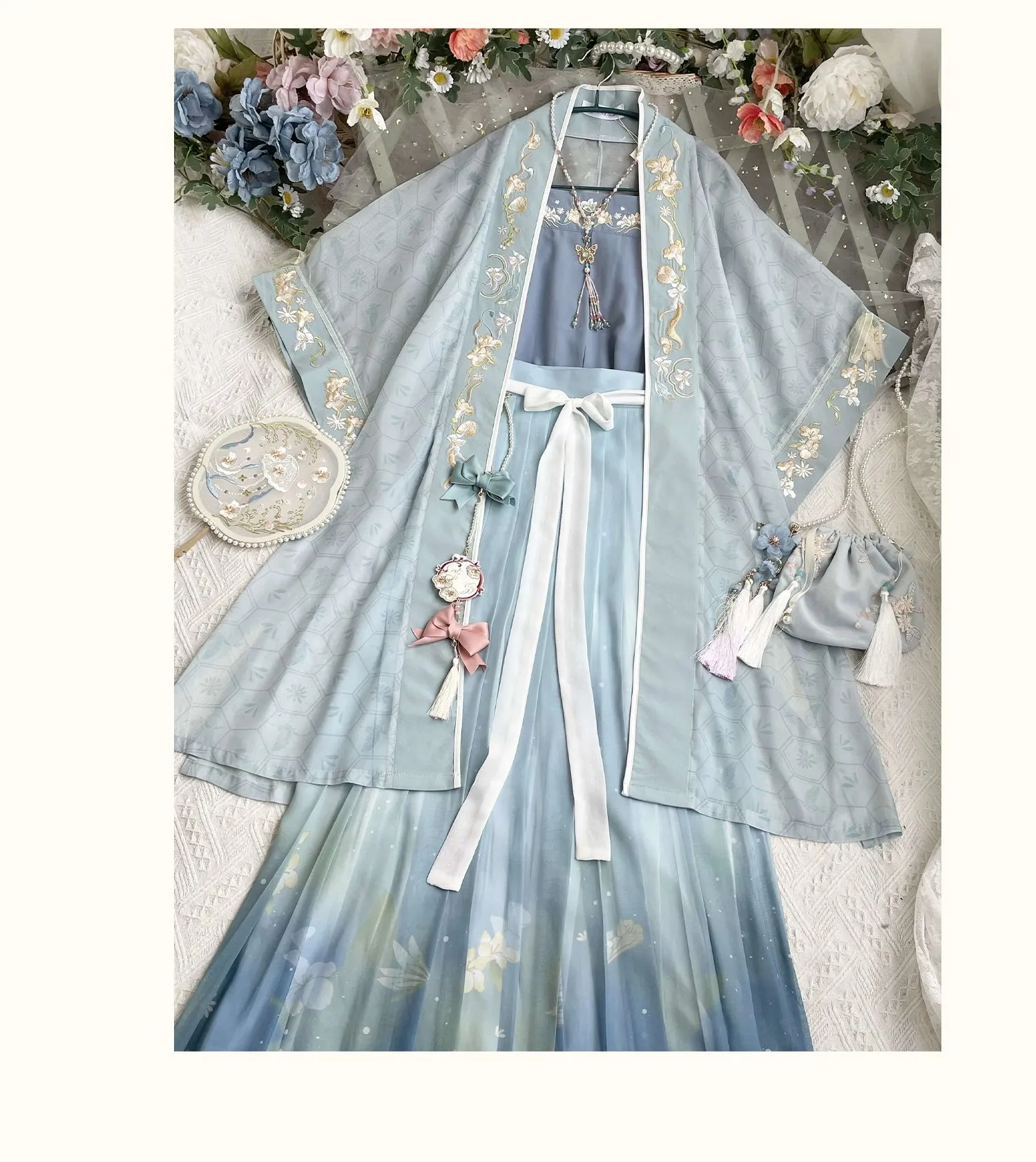 Song dynasty | Traditional Green&Blue Chinese Hanfu daily Spring and Summer new style