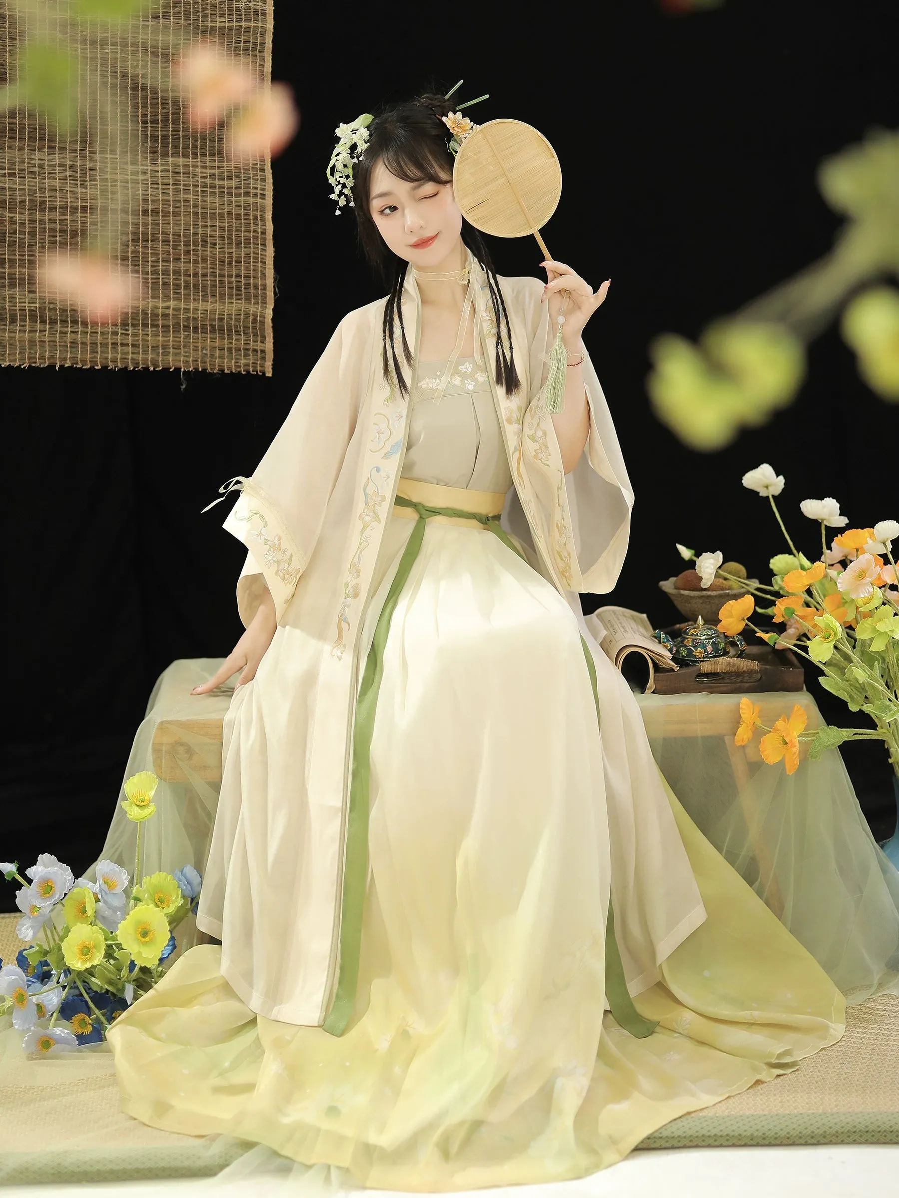 Song dynasty | Traditional Green&Blue Chinese Hanfu daily Spring and Summer new style