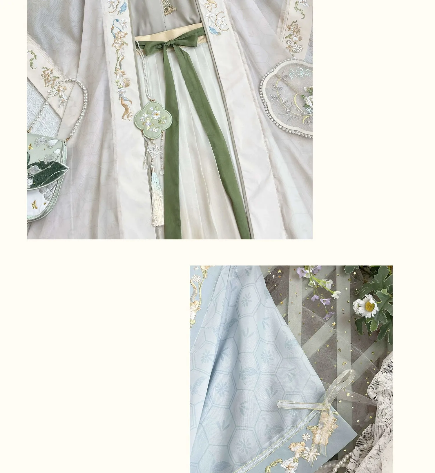 Song dynasty | Traditional Green&Blue Chinese Hanfu daily Spring and Summer new style