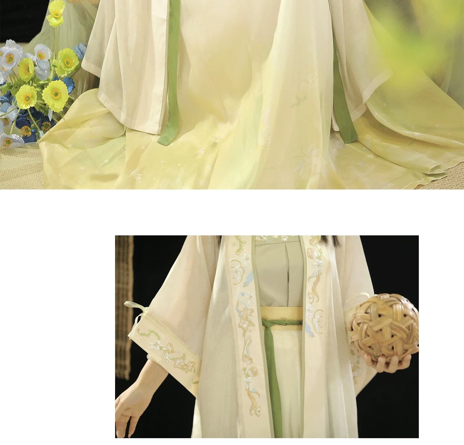 Song dynasty | Traditional Green&Blue Chinese Hanfu daily Spring and Summer new style