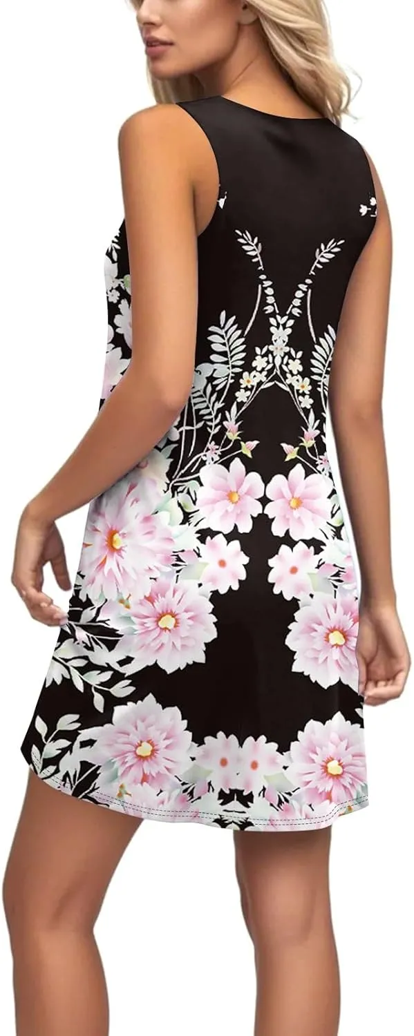 Spring Dresses for Women Sundresses Boho Dress Sleeveless Tank Dress Basic Short Dress Summer Flowy Beach Dresses
