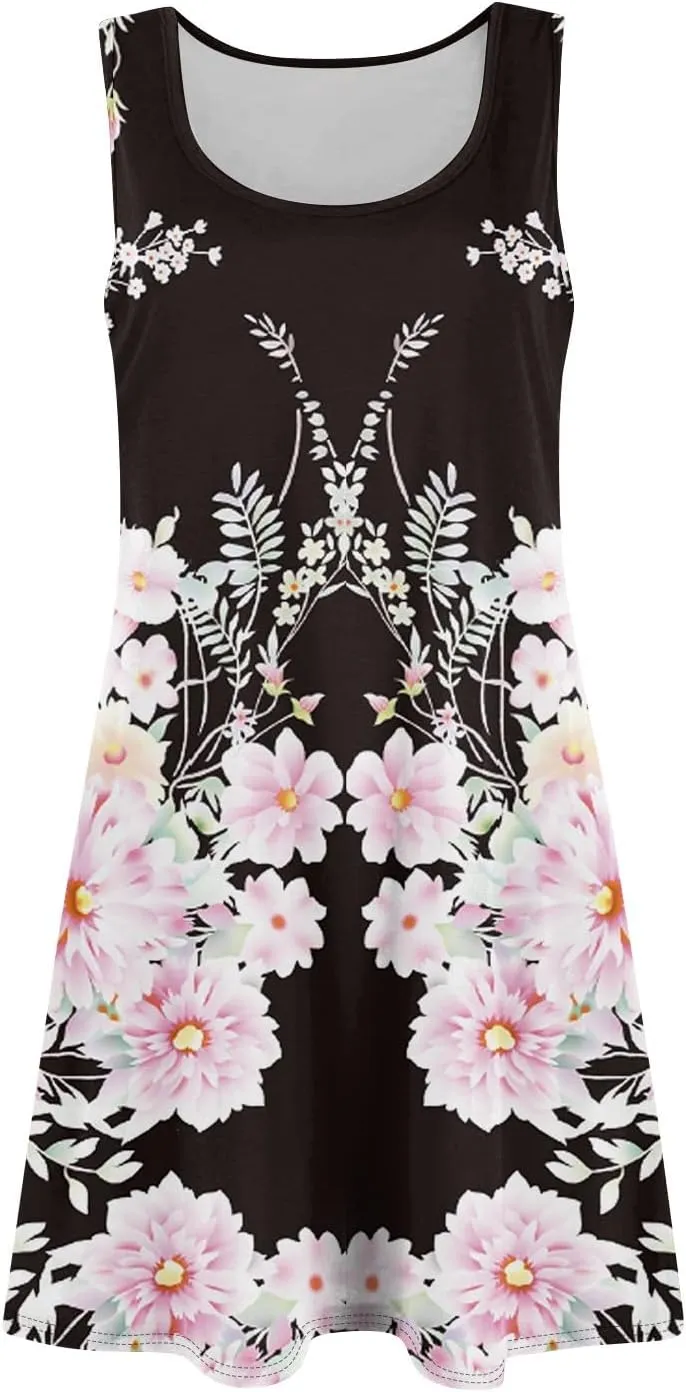 Spring Dresses for Women Sundresses Boho Dress Sleeveless Tank Dress Basic Short Dress Summer Flowy Beach Dresses