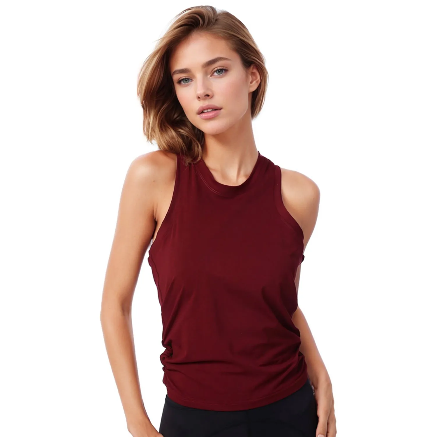 Stretchy Twist-Back Cotton Tank Top