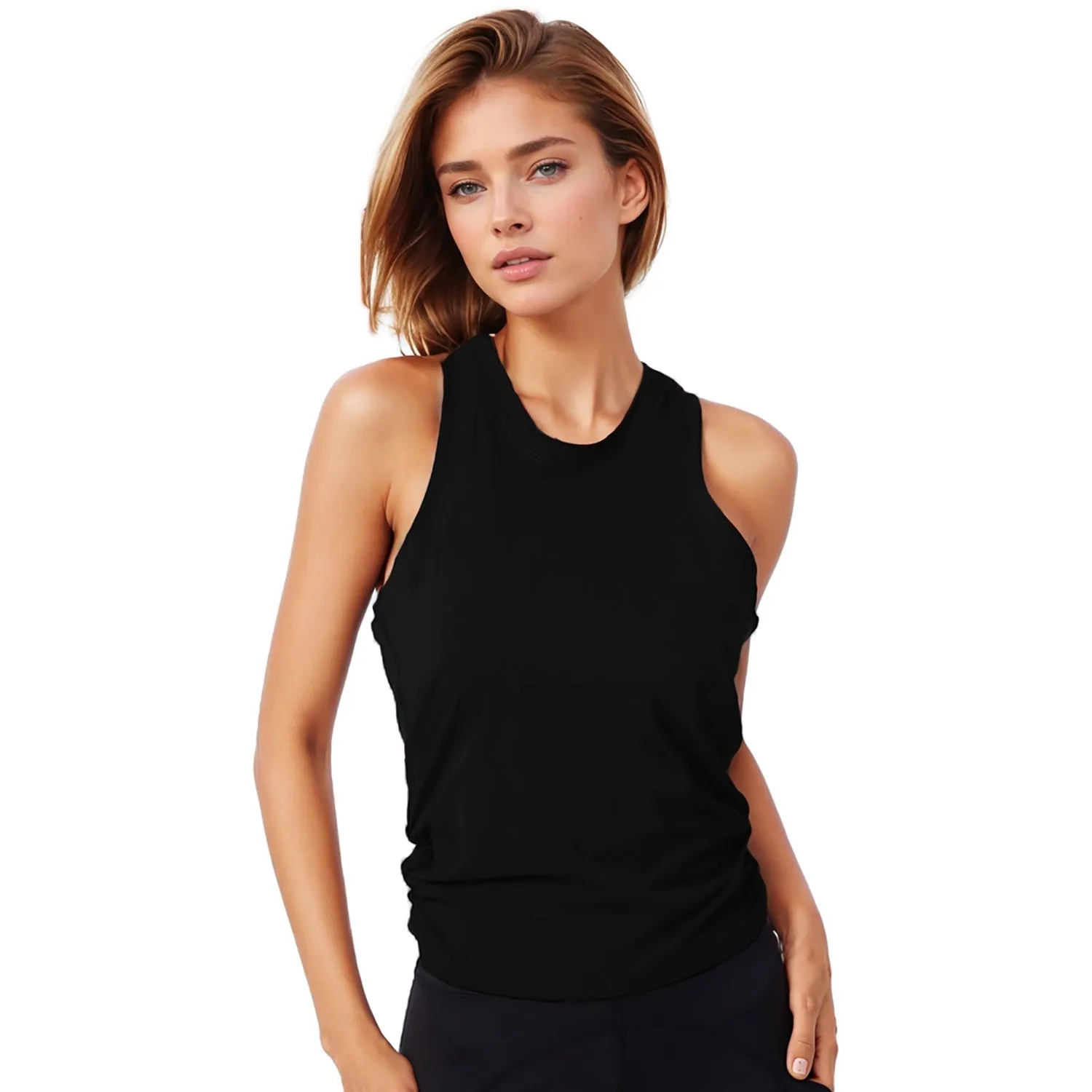 Stretchy Twist-Back Cotton Tank Top