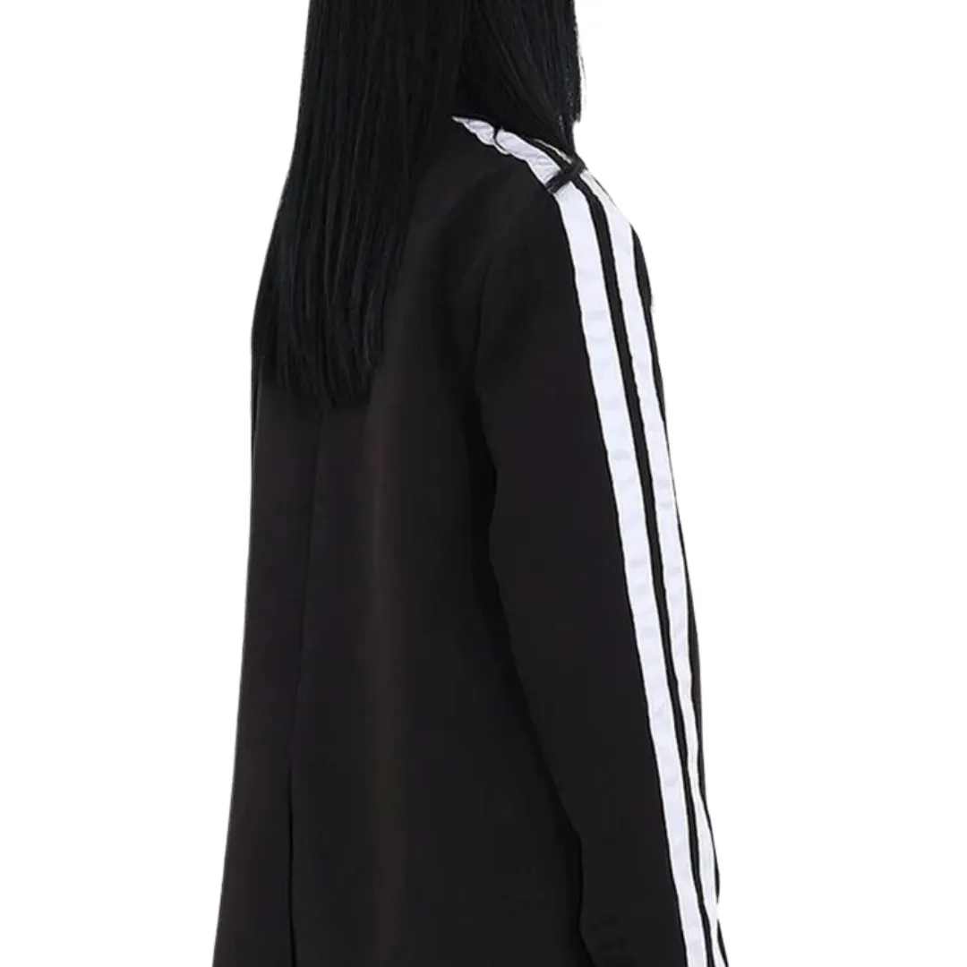 Striped Drawstring Blazer Jacket