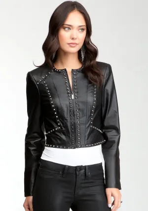 Studded Genuine Leather Jacket For Women by The Jacket Seller