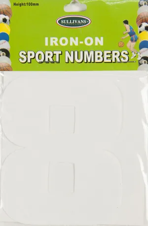 Sullivans Iron On Number 8, White- 10cm