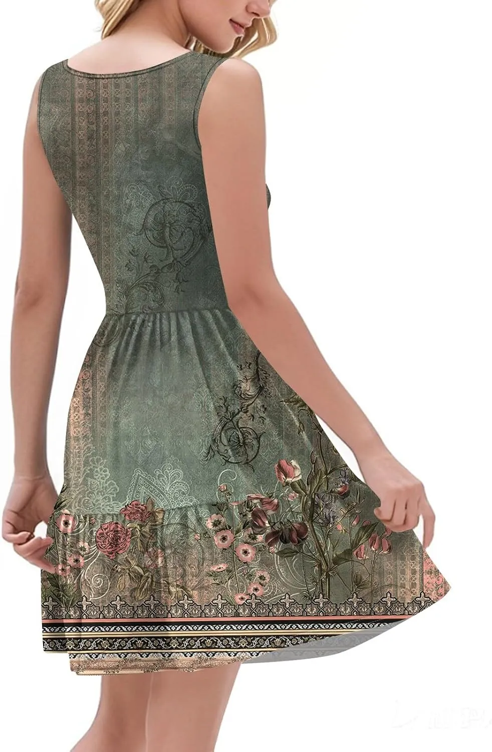 Summer Dresses for Women 2025 Casual Beach Vacation Dress Loose V Neck Sundress Sleeveless Tank Dress with Pockets