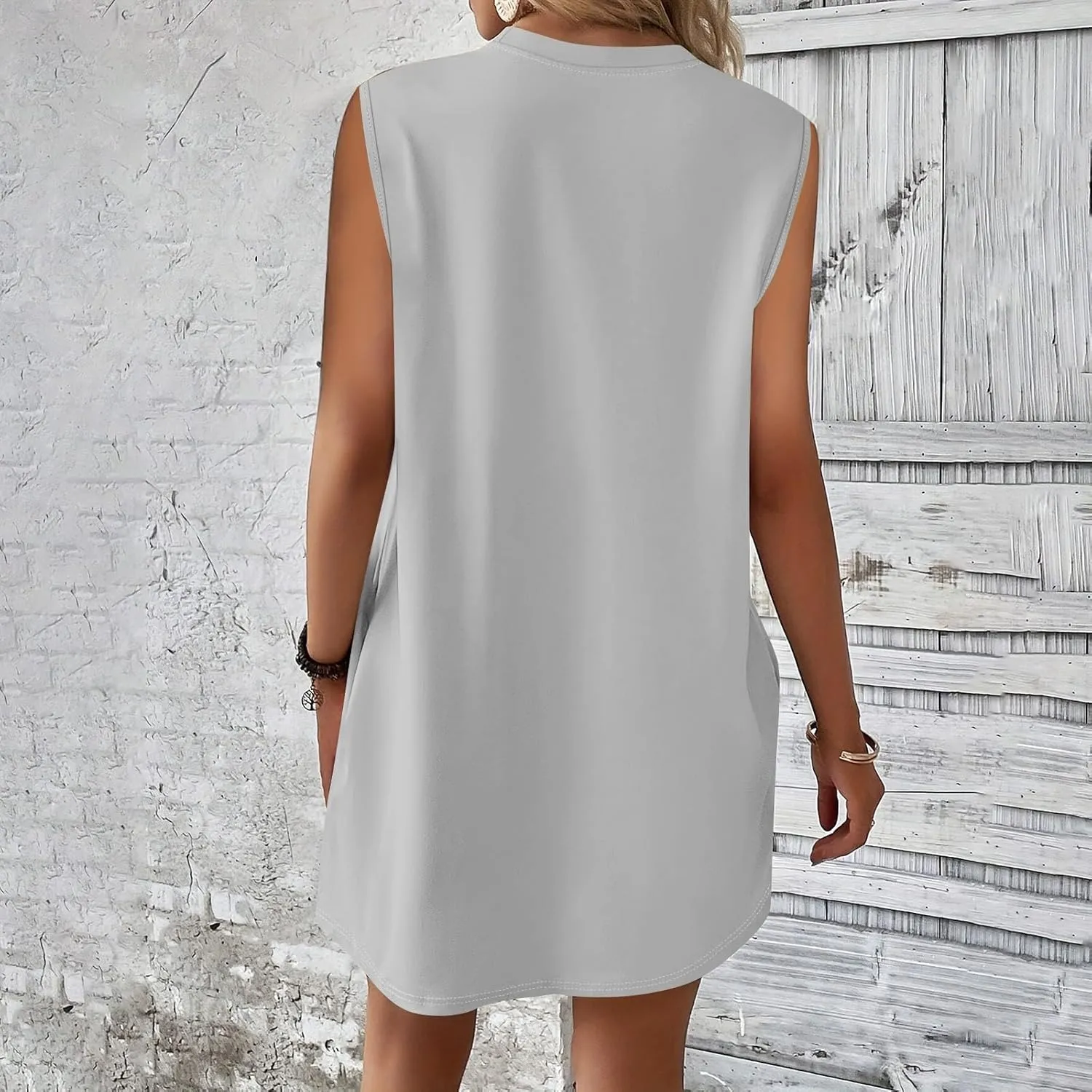 Summer Dresses for Women 2025 Sleeveless Baggy Casual Sundresses Trendy Casual Boho Beach Tank Dresses with Pockets