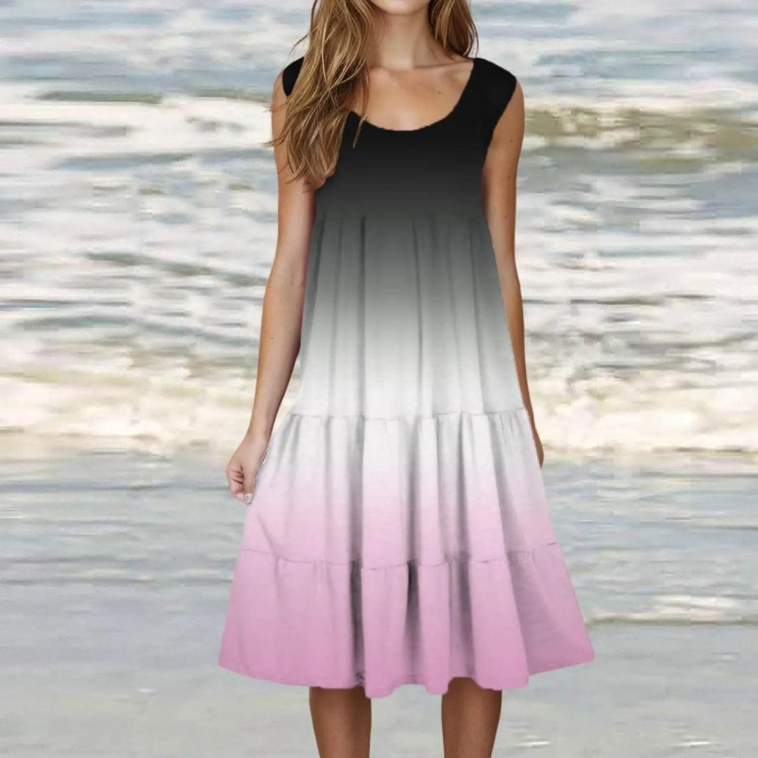 Summer Dresses for Women 2025 Sleeveless Tank Dress Beach Vacation Sundress Gradient Dress Flowy Mini Sundresses