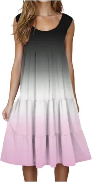 Summer Dresses for Women 2025 Sleeveless Tank Dress Beach Vacation Sundress Gradient Dress Flowy Mini Sundresses