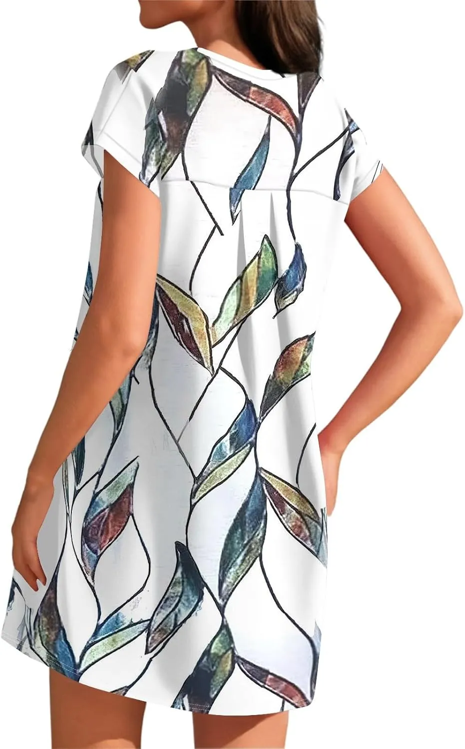 Summer Dresses for Women 2025s Casual Cap Sleeve Crewneck Loose Mini Dresses Casual Retro Beach T Shirt Dres