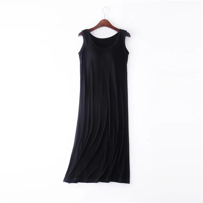 Summer Modal Padded Tank Top Pyjamas Women Thin Plus Size One Piece Outdoor Long Pajamas Sleepwear