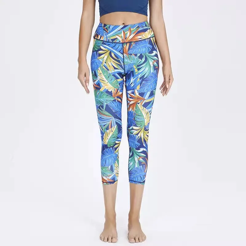 Summer Running Sports Colorful Elastic High Waist Fitness Pants
