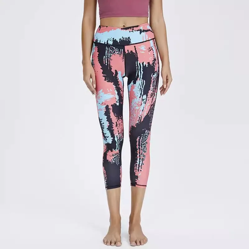 Summer Running Sports Colorful Elastic High Waist Fitness Pants
