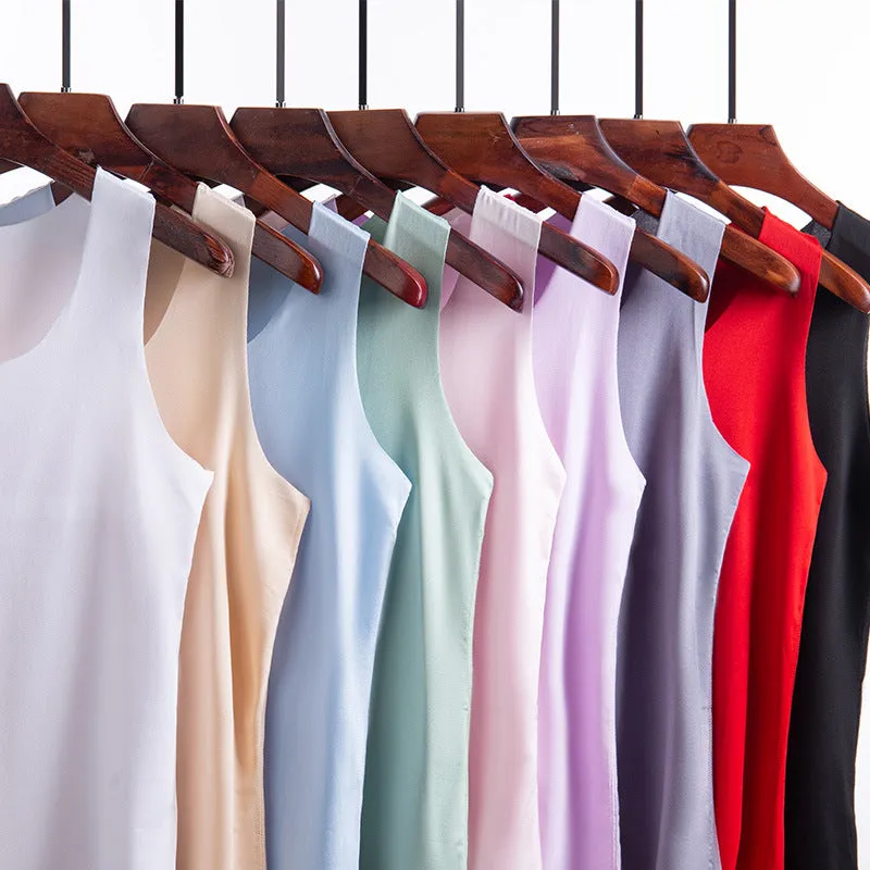 Summer Women Seamless Ice Silk Tank Top Thin Strap Sexy All-Matching Sleeveless Tops Tank Top