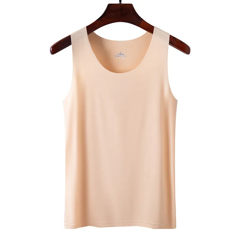 Summer Women Seamless Ice Silk Tank Top Thin Strap Sexy All-Matching Sleeveless Tops Tank Top