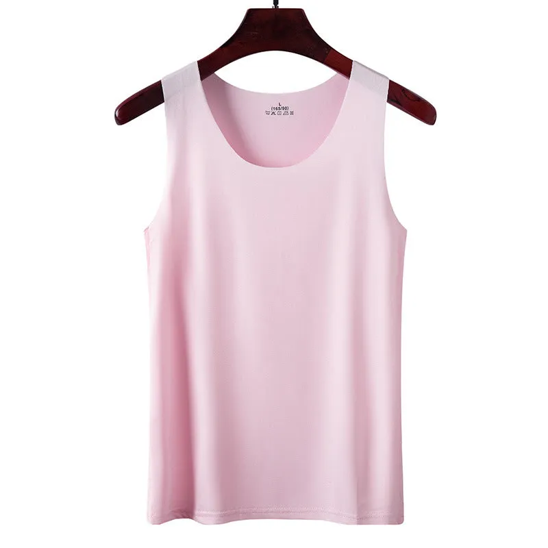 Summer Women Seamless Ice Silk Tank Top Thin Strap Sexy All-Matching Sleeveless Tops Tank Top