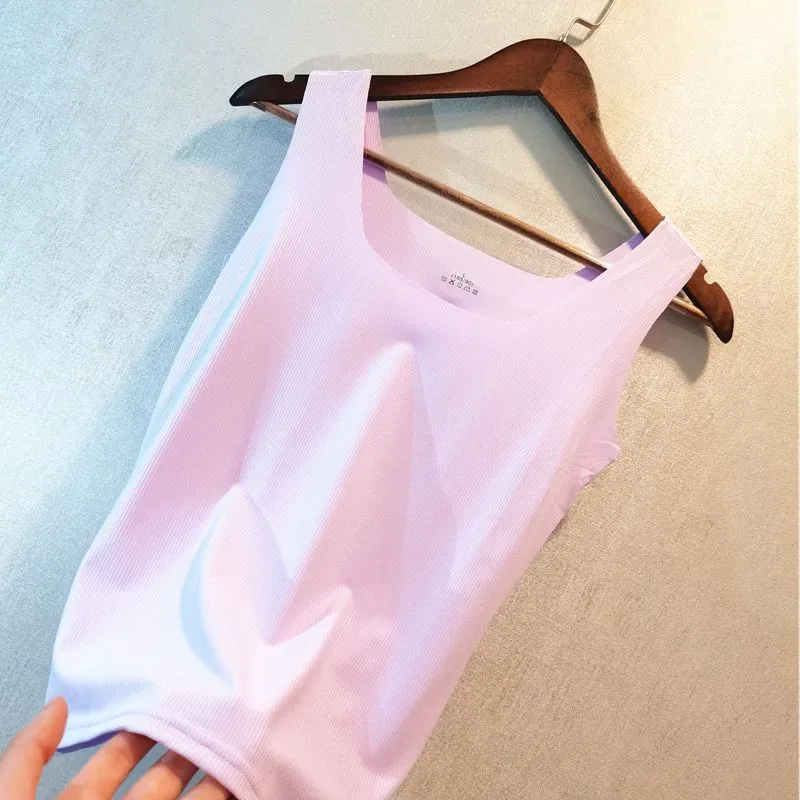Summer Women Tank Top Seamless Solid Colored Slim Look Outdoor Plus Size Sexy Bra Tank Top