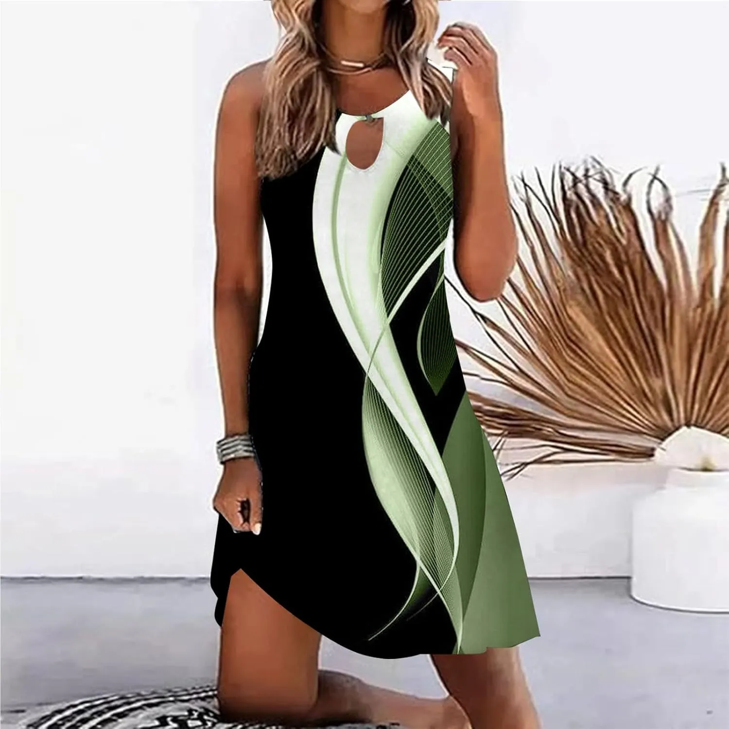 Sundresdes for Women 2025 Sun Dresses for Women 2025 Vacation Beach Casual Summer Sundresses Sleeveless Tank Short