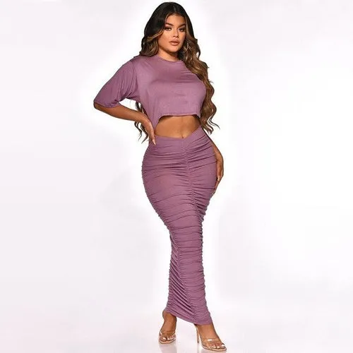 T - Shirt Crop Top Summer Skinny Long Skirts