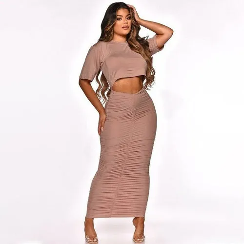 T - Shirt Crop Top Summer Skinny Long Skirts