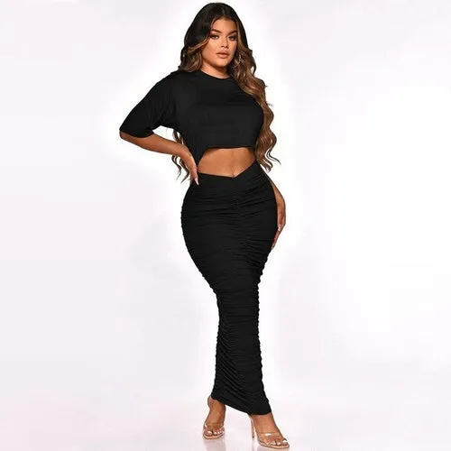 T - Shirt Crop Top Summer Skinny Long Skirts