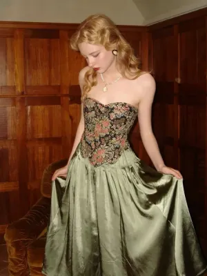 TAVIMART  -  French Palace Classic Sets Women's Summer New High End Jacquard Fishbone Chest With Satin Retro Half Skirt Sets