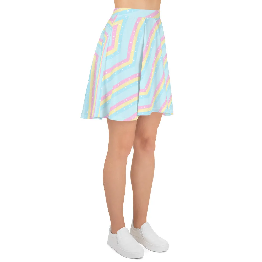 Teatime Fantasy Blue Rainbow Skater Skirt