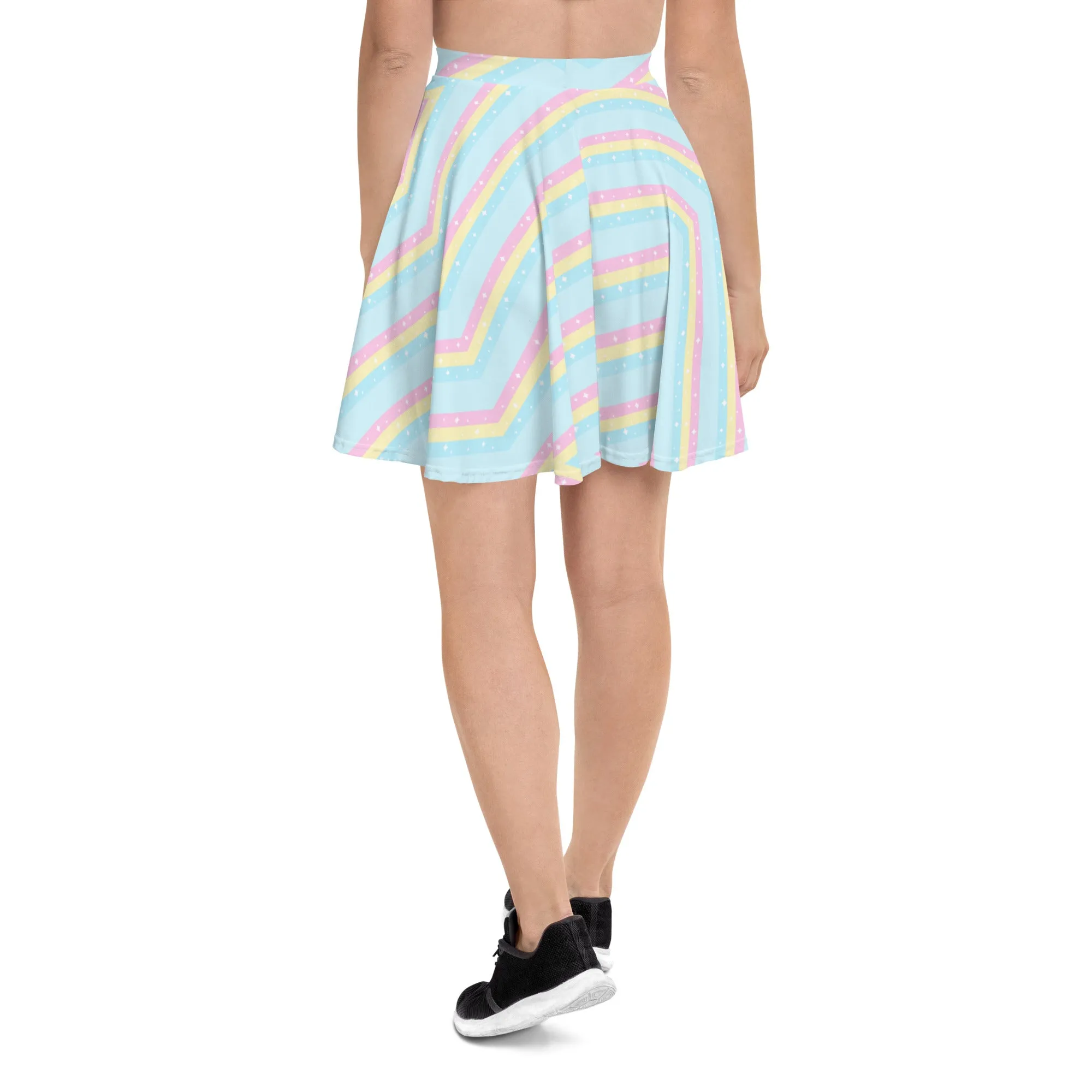 Teatime Fantasy Blue Rainbow Skater Skirt