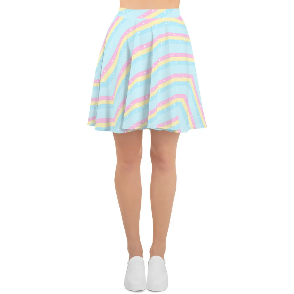 Teatime Fantasy Blue Rainbow Skater Skirt