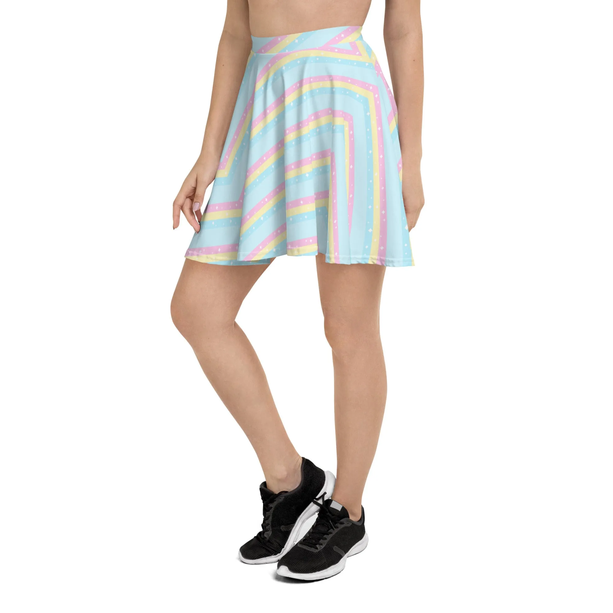 Teatime Fantasy Blue Rainbow Skater Skirt