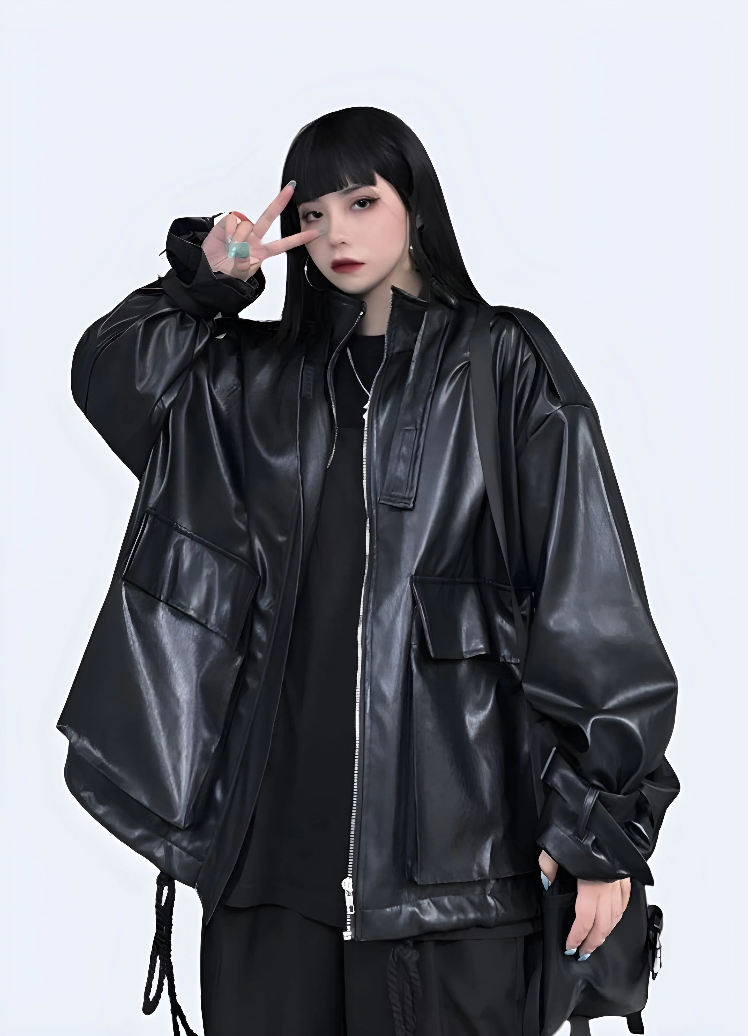 Techwear Gothic Leather Jacket