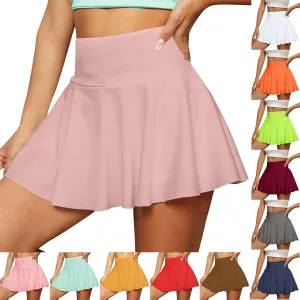 Tennis Skirts for Women with Shorts Underneath Flowy High Waisted Pleated Skirt Athleisure Golf Skort with Pockets