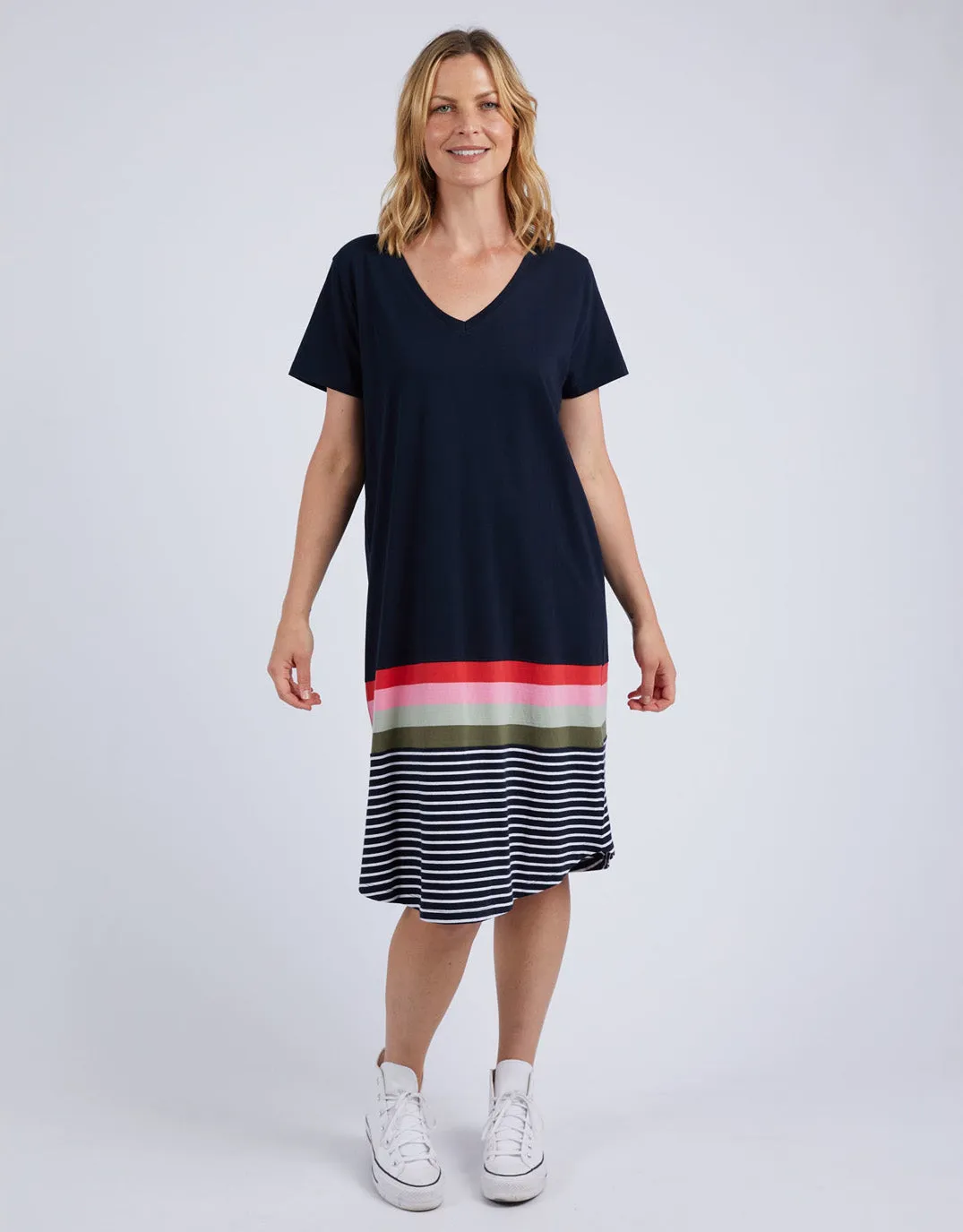 Terra Tee Dress - Navy And White Stripe