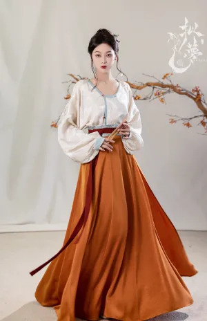 the Tang style is breathable, the silk neck, the round neck shirt, the ten broken skirts, the summer