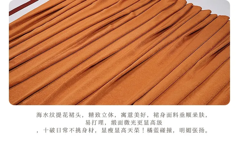 the Tang style is breathable, the silk neck, the round neck shirt, the ten broken skirts, the summer